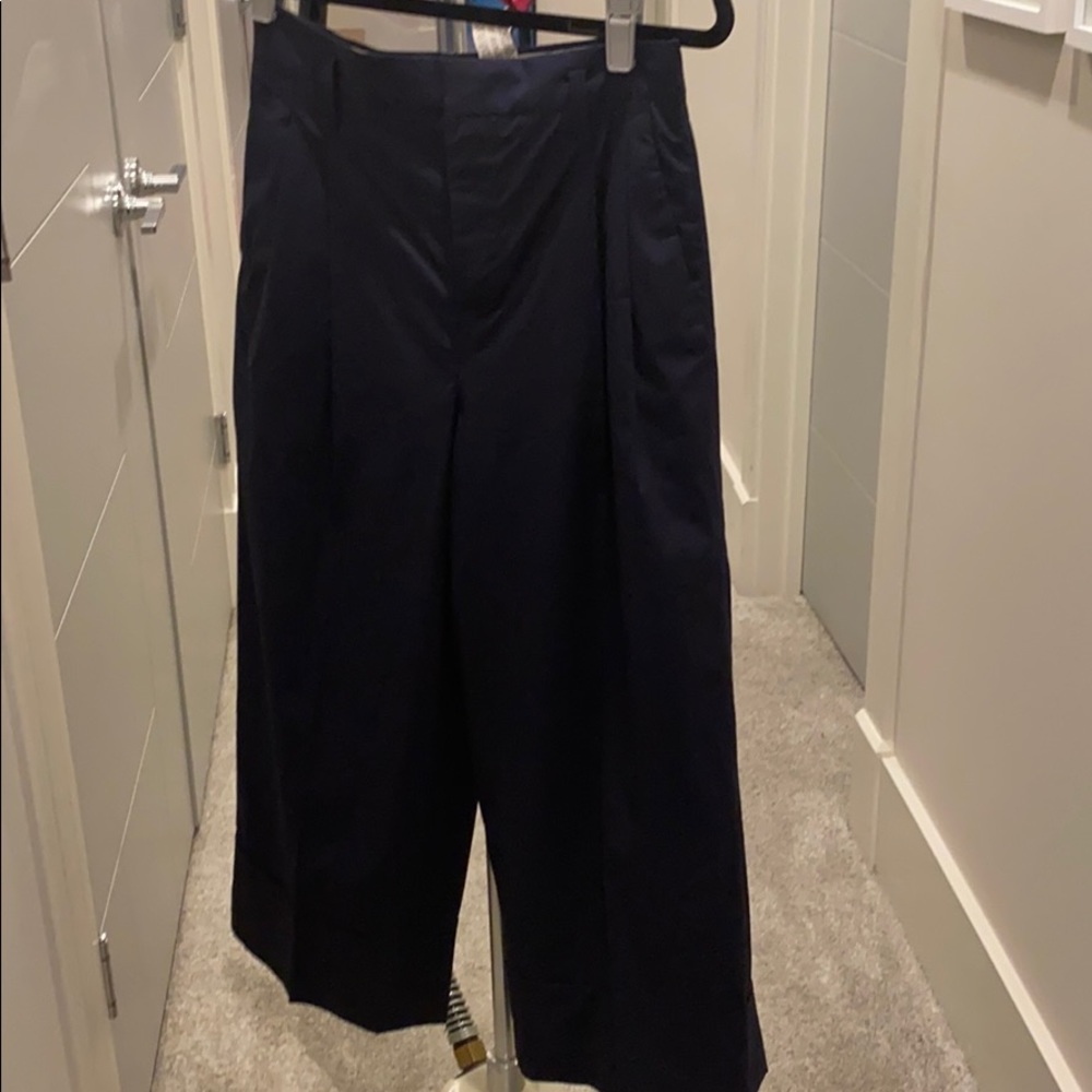 Zara navy wide leg pant